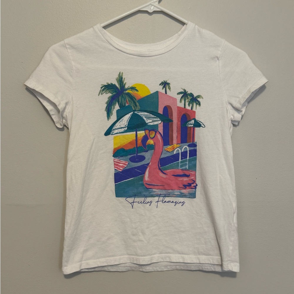Old Navy White Flamingo Graphic Tee